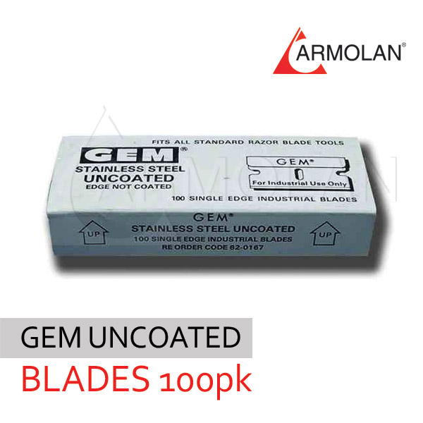 GEM Uncoated Blades, 100 Pack